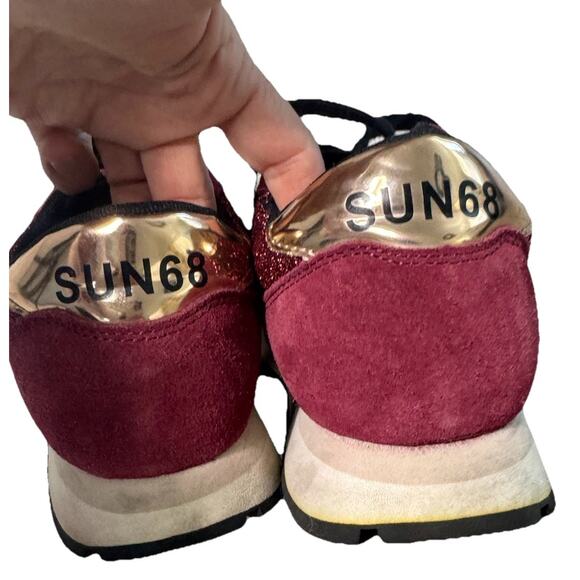 SUN68 ITALY ALLY GLITTER DONNA SNEAKERS BORDEAUX WOMENS US 8 - Picture 7 of 9